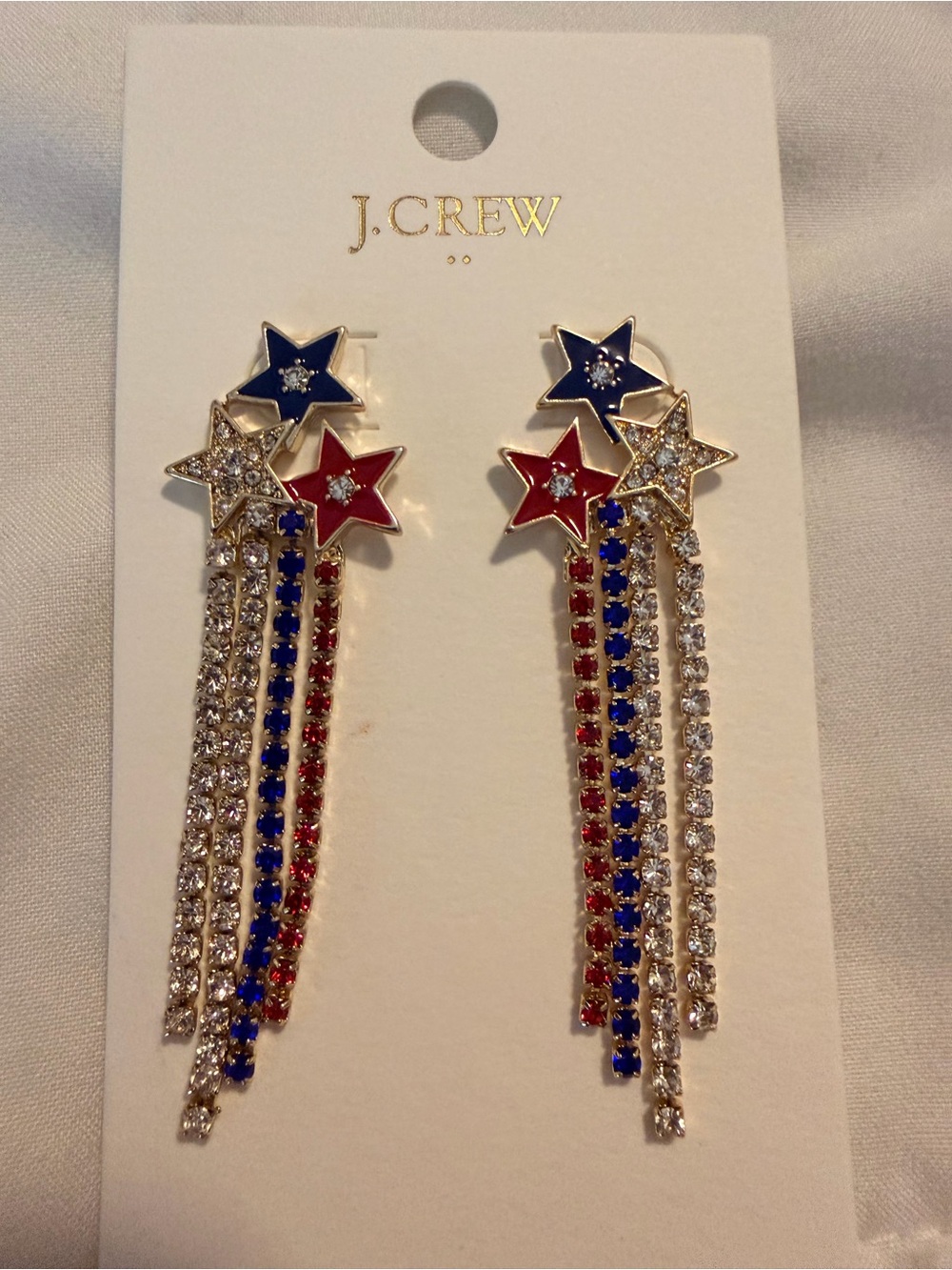 J. Crew Gold-Tone Red & Blue Star Cascade Earrings